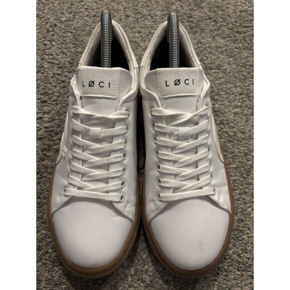 Loci x Nikki Reed Womens Sz EU 38 US 7 Beige Nine Low-Top Logo Sneaker Shoes - Picture 2 of 9